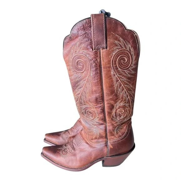 Vintage Justin Damiana L4332 Boots Brown Leather Western Cowgirl Boots Size 6B